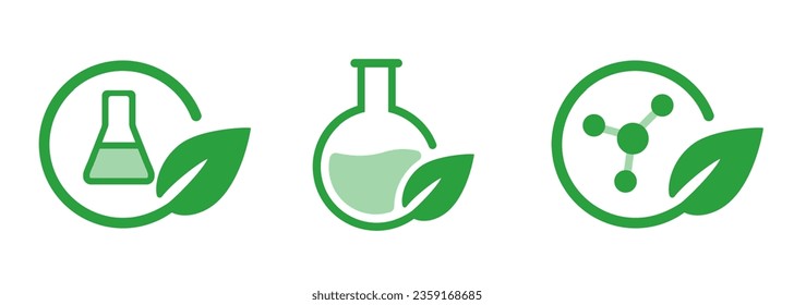 Bioquímica biotecnología molécula hierba herbaria científica farmacia laboratorio investigación hojas de hoja verde conjunto icono