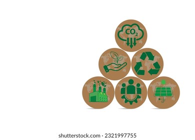 Bio Circular Green Economy Concept. CO2-Reduktionssymbol. CO2-Fußabdruck und CO2-Kredit zur Begrenzung der globalen Erwärmung durch den Klimawandel.