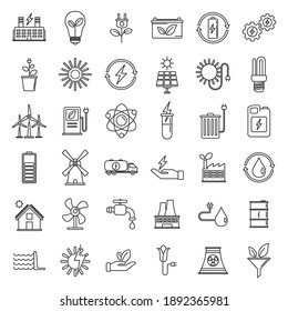 Bio clean energy icons set. Outline set of Bio clean energy vector icons for web design isolated on white background