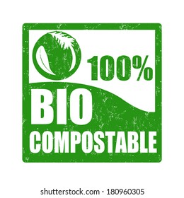 Bio compostable grunge rubber stamp on white, vector illustration svg