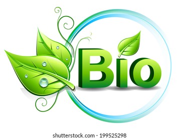 bio concept with leaves and water drops 