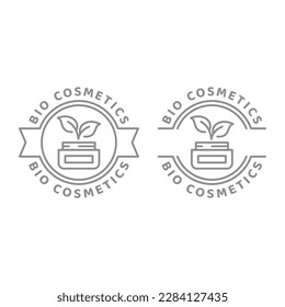 Etiqueta vectorial de línea de cosméticos de bio. Insignia del producto de cuidado de la piel.