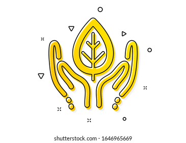 Bio cosmetics sign. Fair trade icon. Organic tested symbol. Yellow circles pattern. Classic fair trade icon. Geometric elements. Vector