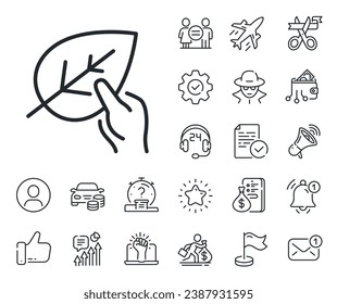 Bio cosmetics sign. Salaryman, gender equality and alert bell outline icons. Organic tested line icon. Paraben symbol. Organic tested line sign. Spy or profile placeholder icon. Vector