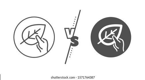 Bio cosmetics sign. Versus concept. Organic tested line icon. Paraben symbol. Line vs classic organic tested icon. Vector
