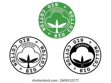 Bio Cotton icon. Organic cotton icon, 100 natural bio and eco product. Cotton label and tag