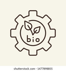 Bio development line icon. Plant, ecology, gearwheel. Eco technology concept. Vector illustration can be used for topics like environment security, ecology, business