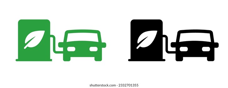 Bio diesel biofuel car dispenser symbol icon oil pump leaf logo