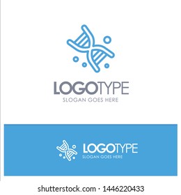 Bio, Dna, Genetics, Technology Blue outLine Logo with place for tagline