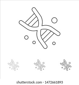 Bio, Dna, Genetics, Technology Bold and thin black line icon set