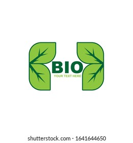 Bio doodle organic leaves emblems, stickers, frames and logo
