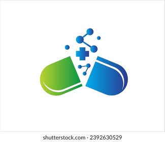 logotipo de la tecnología de atención de medicamentos biológicos para el logotipo de tecnología médica