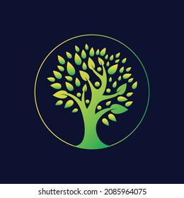 Bio Eco Green Family Tree Leave Icon Logo