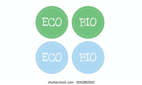 Bio and Eco label or Badges. Vector isolated flat editable illustration set