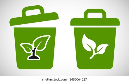 Bio and eco trashcan symbol flat design icon