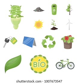 Bio and ecology cartoon icons in set collection for design. An ecologically pure product vector symbol stock web illustration.
