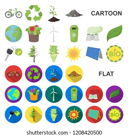 Bio and ecology cartoon icons in set collection for design. An ecologically pure product vector symbol stock web illustration.