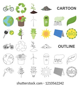 Bio and ecology cartoon icons in set collection for design. An ecologically pure product vector symbol stock web illustration.