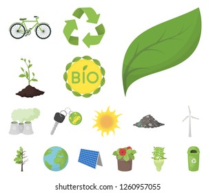 Bio and ecology cartoon icons in set collection for design. An ecologically pure product vector symbol stock web illustration.