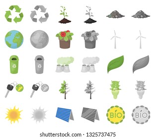 Bio and ecology cartoon,monochrom icons in set collection for design. An ecologically pure product vector symbol stock web illustration.