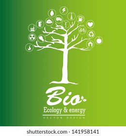 bio ecology and bio energy over green background vector illustration