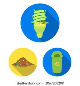 Bio and ecology flat icons in set collection for design. An ecologically pure product vector symbol stock web illustration.