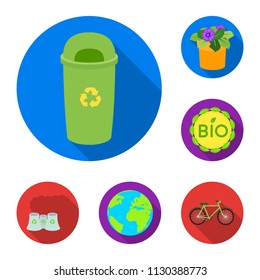 Bio and ecology flat icons in set collection for design. An ecologically pure product vector symbol stock web illustration.