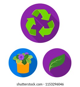 Bio and ecology flat icons in set collection for design. An ecologically pure product vector symbol stock web illustration.