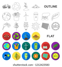 Bio and ecology flat icons in set collection for design. An ecologically pure product vector symbol stock web illustration.