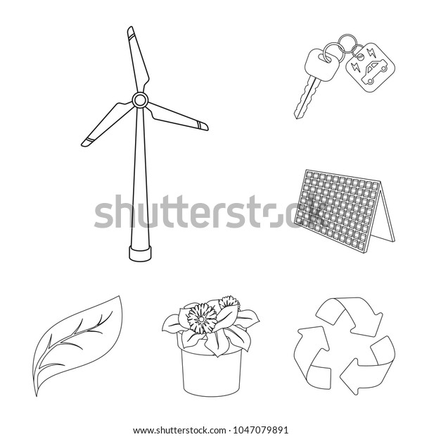 Bio and ecology outline icons in set\
collection for design. An ecologically pure product vector symbol\
stock web illustration.