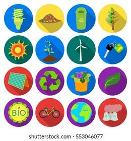 Bio and ecology set icons in flat style. Big collection of bio and ecology vector symbol stock illustration