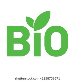 Bio. Ecology sign, green text with leaves