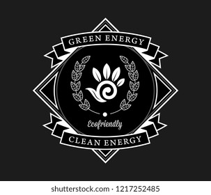 Bio energy clean energy white on black is a vector illustration for any use