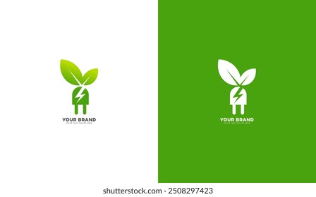 Bio energy electricity logo, green energy icon. Vector design illustration
