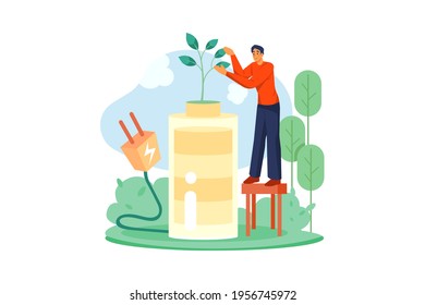 Bio Energy. Environment Illustration concept. Flat illustration isolated on white background.