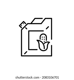 Bio energy. Gasoline tank with a corn. Pixel perfect, editable stroke icon