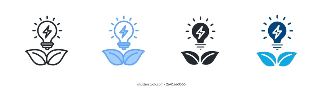 Bio Energy Icon Set Multiple Style. Design In Outline, Blue, Glyph, Dualtone