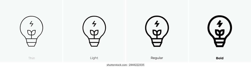 Ikone der Bioenergie. Dünnes, leichtes Regular- und Bold-Design isoliert auf weißem Hintergrund