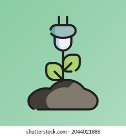 Bio energy Icon Vector Illustration. Flat Outline Cartoon. Sustainable Energy Icon Concept Isolated Premium Vector