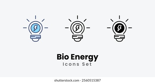 Bio Energy Icons thin line and glyph vector icon stock illustration