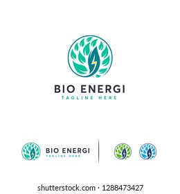 Bio Energy logo designs concept vector, Nature Electricity logo template