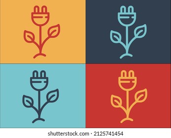 Plantilla de logotipo de bioenergía, icono plano simple de verde, energía, biografía