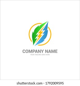 Bio Energy - Logotipo Natural Leaf Lightning - Vector de iconos de energía verde