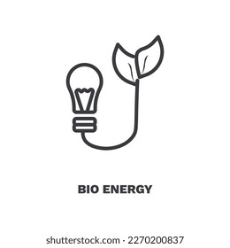 bio energy symbol icon. Thin line bio energy symbol, plant icon from ecology collection. Outline vector isolated on white background. Editable bio energy symbol symbol can be used web and mobile