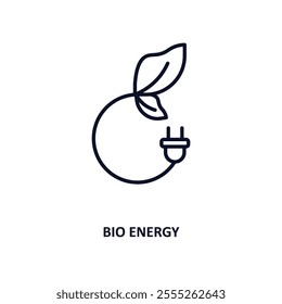 bio energy symbol outline icon.  Thin line icon from ecology collection. Editable vector isolated on white background