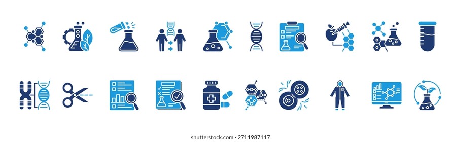 bio engineering icon sheet glyph blue