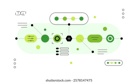 Bio engineering. Microbiology and DNA modification. Infographic banner, abstract scheme. Flat graphics. Vector file.