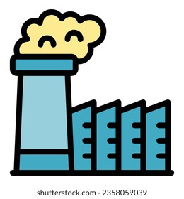 Bio factory icon outline vector. Energy plant. Power eco color flat