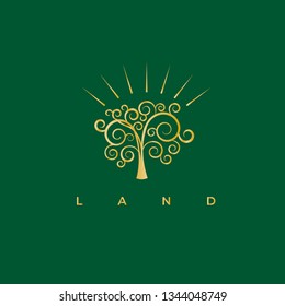 Bio farming vector logo. Organic production emblem. Farm fresh logo. Tree icon. Vector 