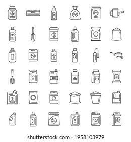 Bio fertilizer icons set. Outline set of bio fertilizer vector icons for web design isolated on white background